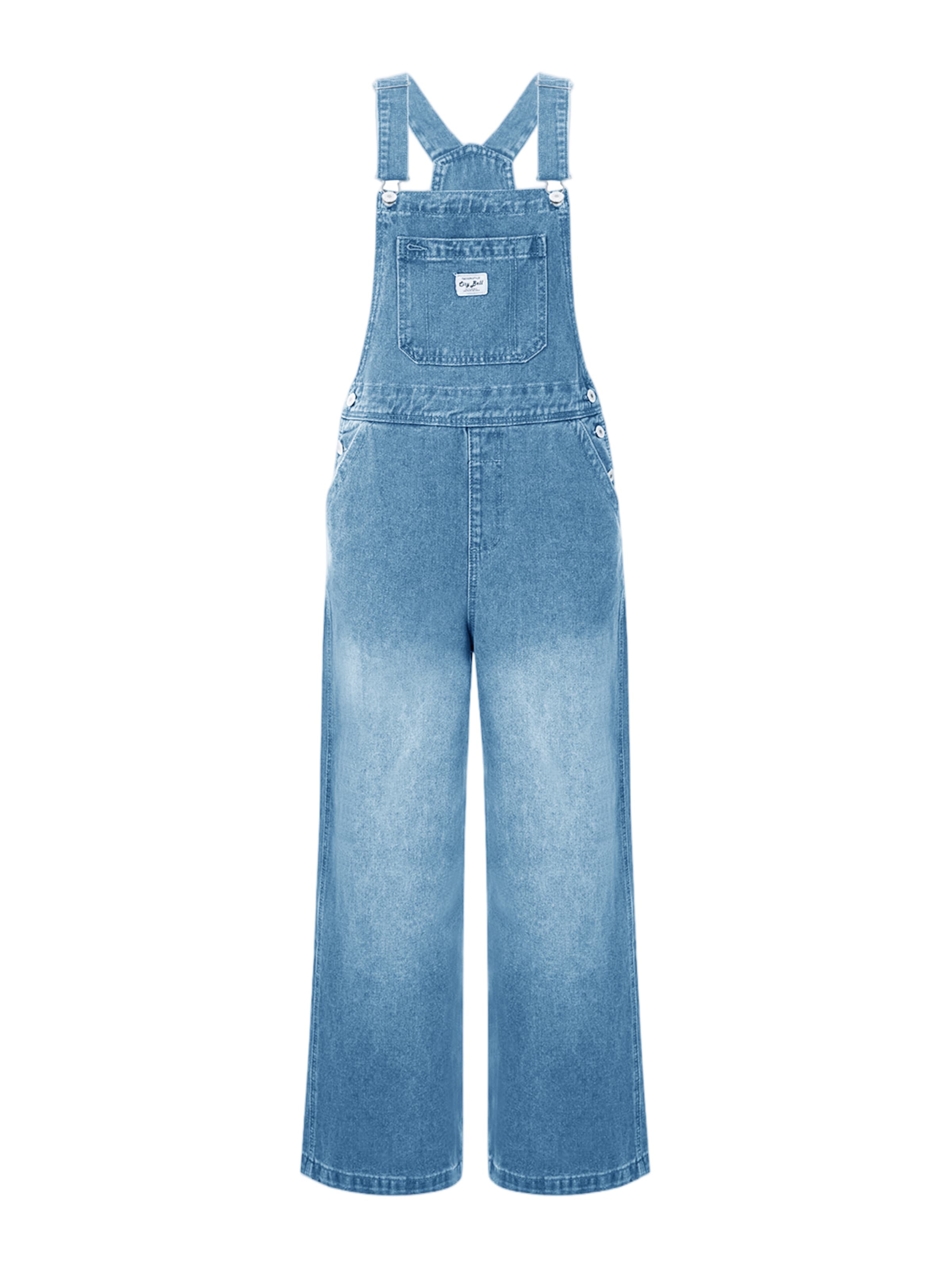 Imily Bela Wide leg Tuinbroek jeans in Blauw: voorkant