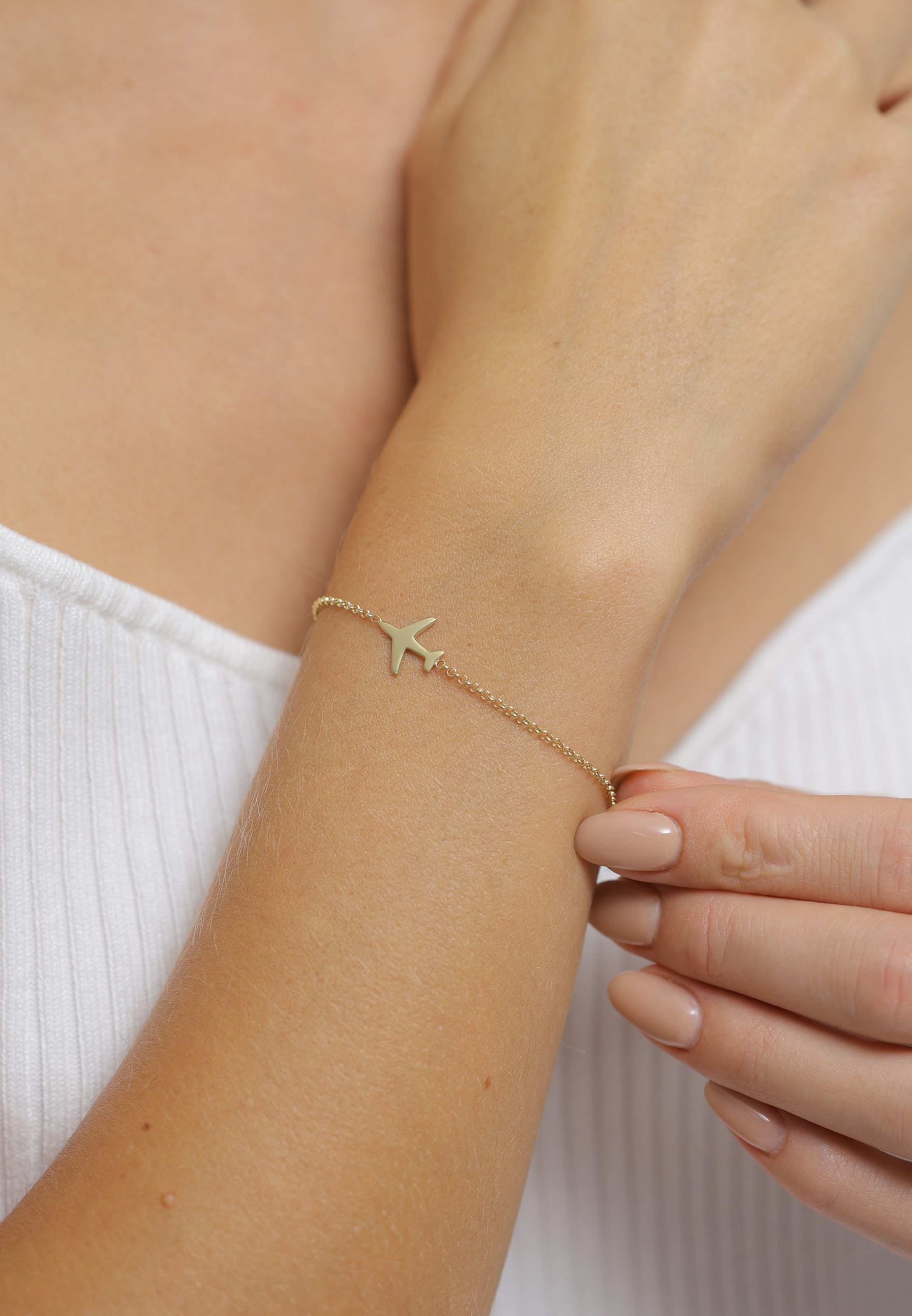 ELLI Βραχιόλι 'Flugzeug' σε χρυσό: μπροστά