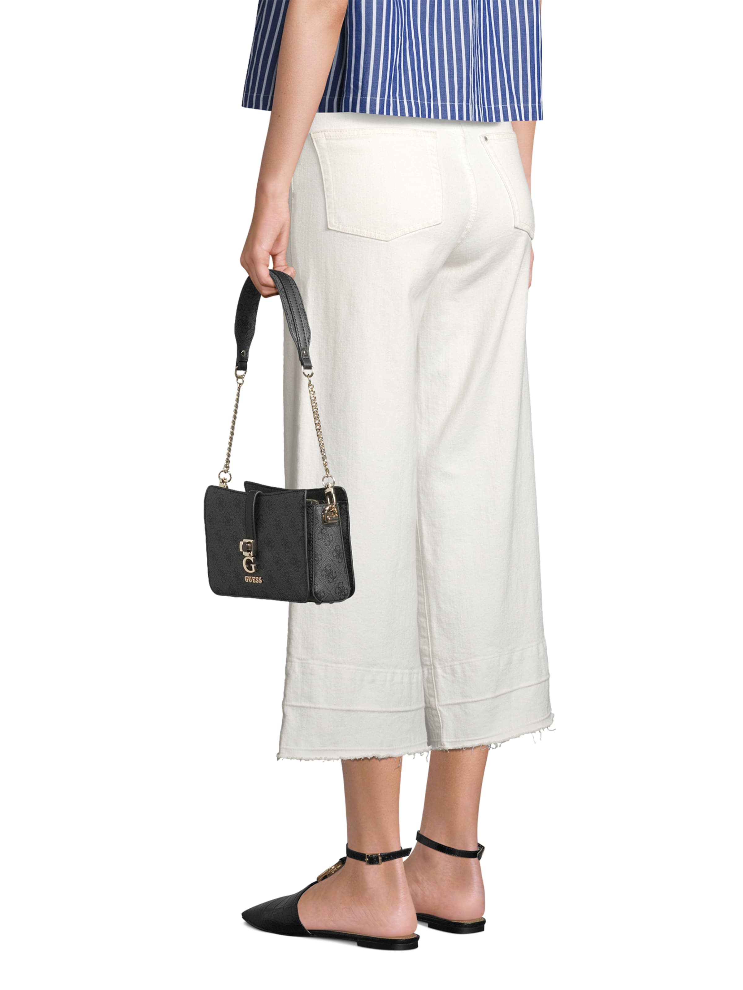 GUESS - Mala de ombro 'Zamira' em preto