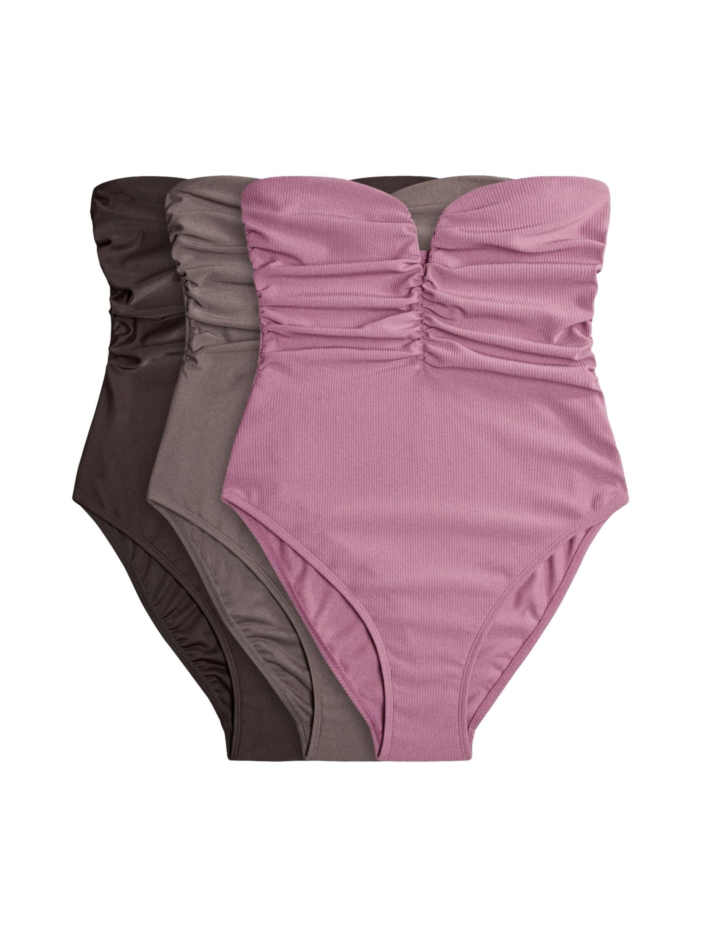 The Set Bandeau Badpak in Bruin: voorkant