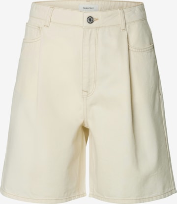 SELECTED Wide Leg Laskosfarkut 'SLFTENNA' värissä beige: etupuoli
