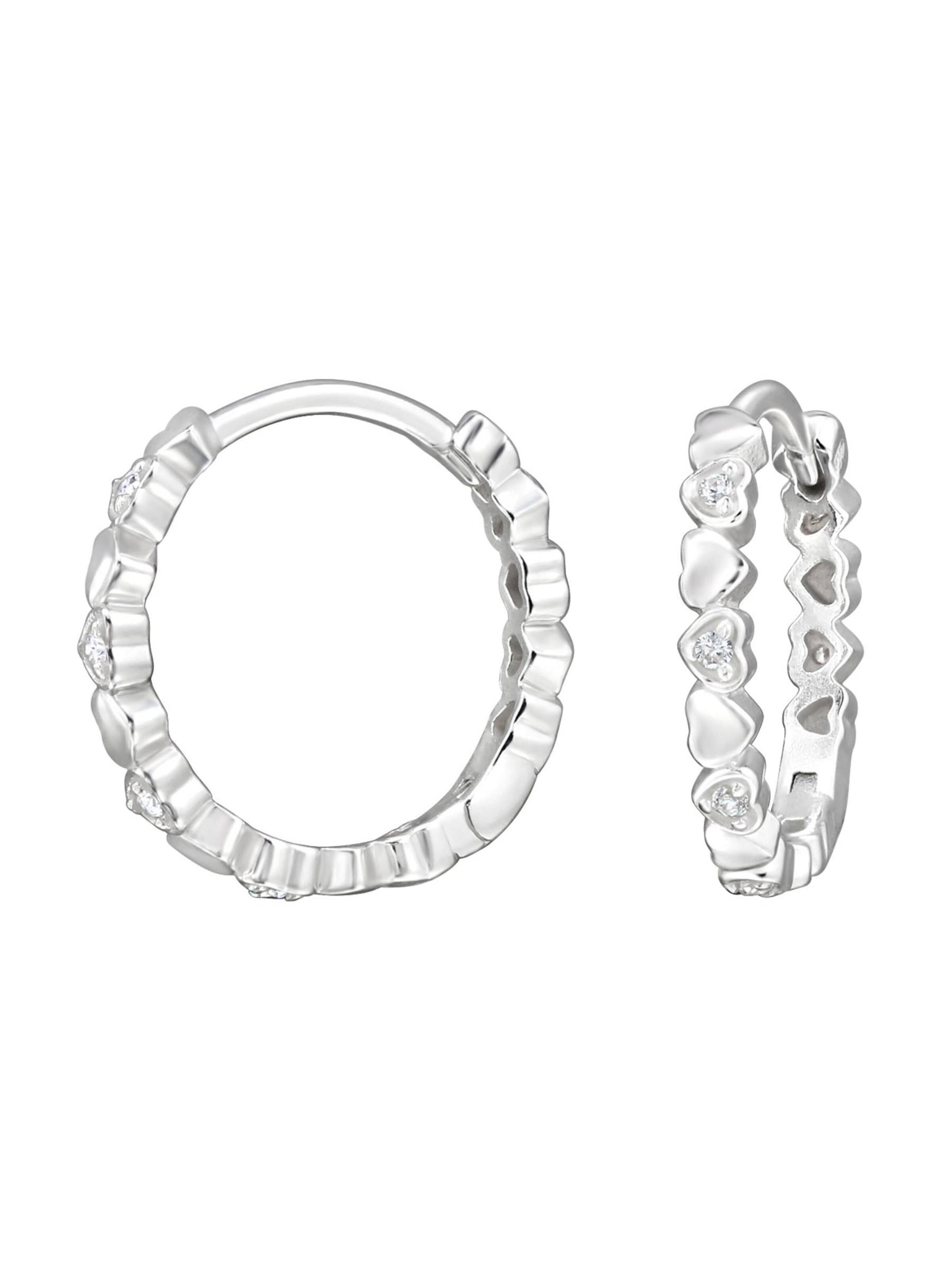 Boucles d'oreilles 'Heart Band Sterlingsilber Huggie Creolen mit 12x Zirkonia' Maxte en argent : devant