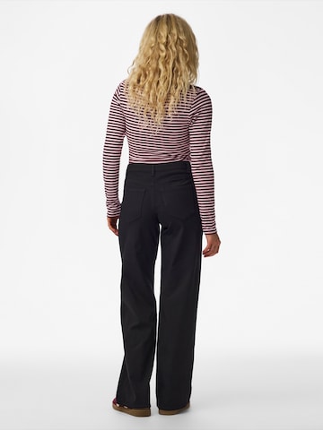 PIECES Wide leg Trousers 'PCSKIN' in Black