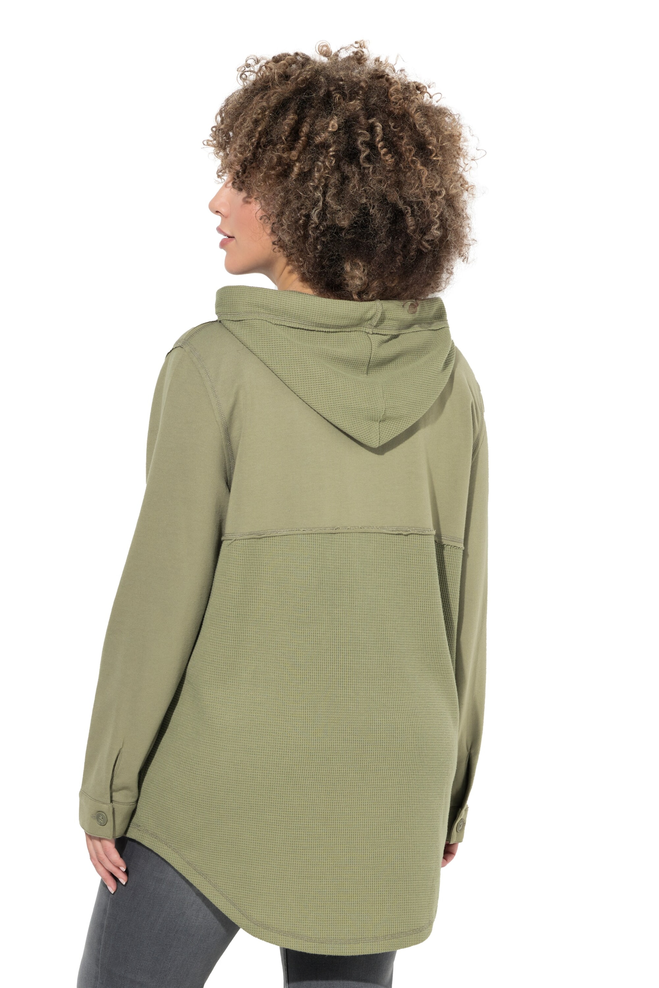 Ulla Popken Zip-Up Hoodie in Green