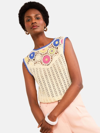 love & roses Tops en tricot en S-M en ivoire / bleu / jaune clair / rose, Vue avec produit