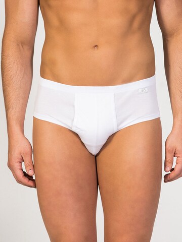 zd ZERO DEFECTS Slip 'Brummel Fly Front Brief Mercerized Cotton' in Weiß: Vorderseite