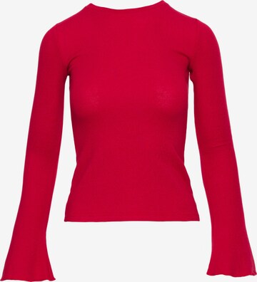 made of emotion Sweter 'Bluzka z długimi poszerzonymi rękawami' w kolorze czerwony: przód