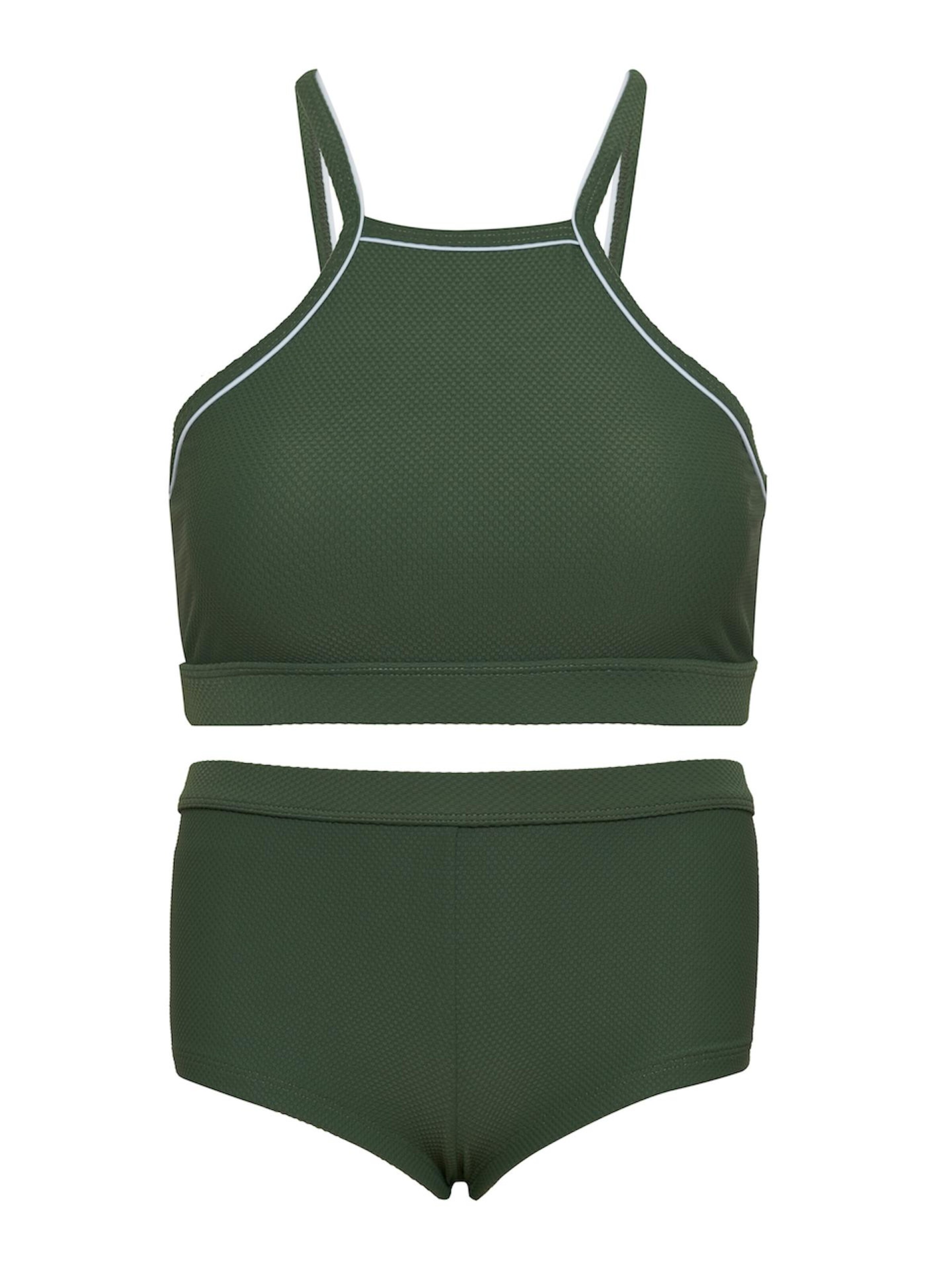 La V Bikini 'Bikini hipster broekje en crop top met racerback' in Groen: voorkant