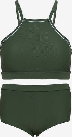 La V Bikini 'Bikini hipster broekje en crop top met racerback' in Groen: voorkant