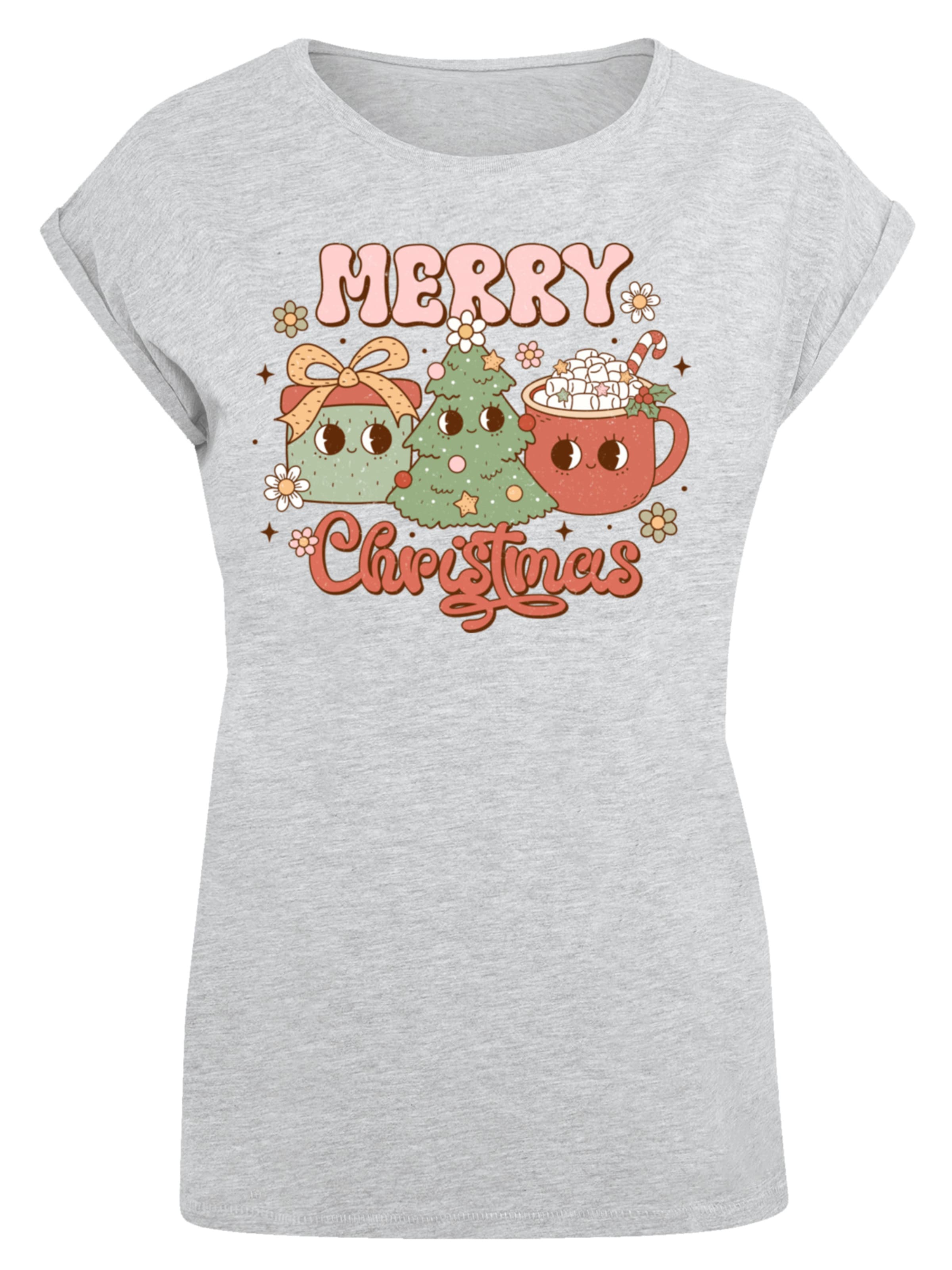 T-shirt 'Merry Christmas' F4NT4STIC en gris : devant