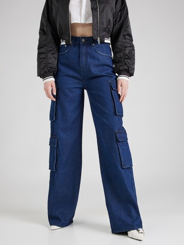 GLAMOROUS Wide leg Cargojeans in Blauw: voorkant