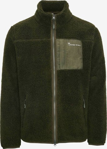 KnowledgeCotton Apparel Fleece Jacket 'Elm' in Green: front