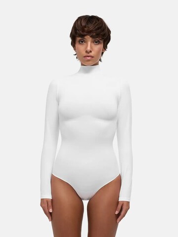 cfab Shaping bodysuit 'Clean Longsleeve Turtleneck Sculpting Bodysuit with Slip' in White