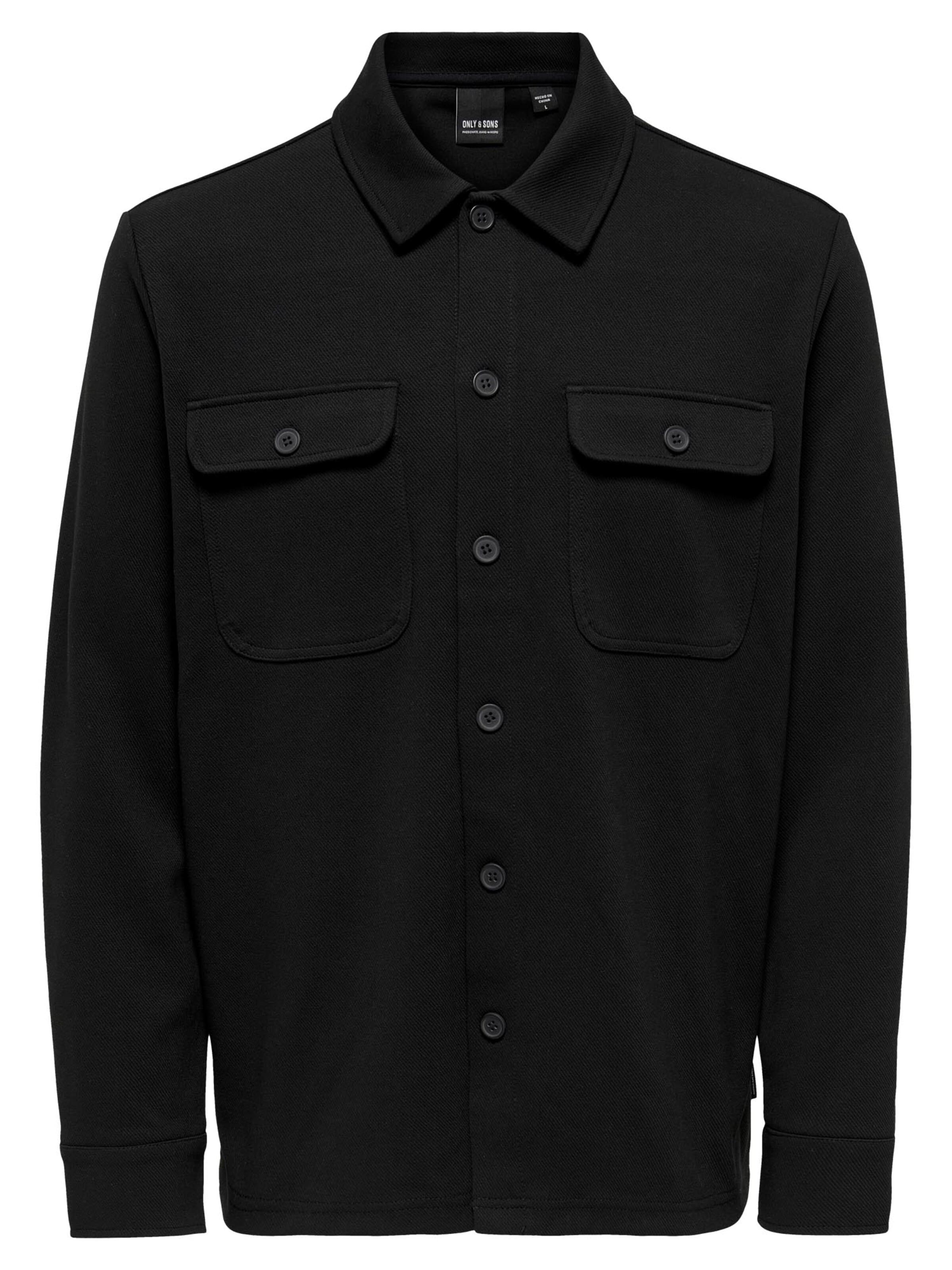 Only & Sons Button Up Shirt 'Newkodyl' in Black: front