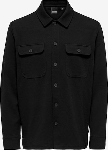 Only & Sons Button Up Shirt 'Newkodyl' in Black: front