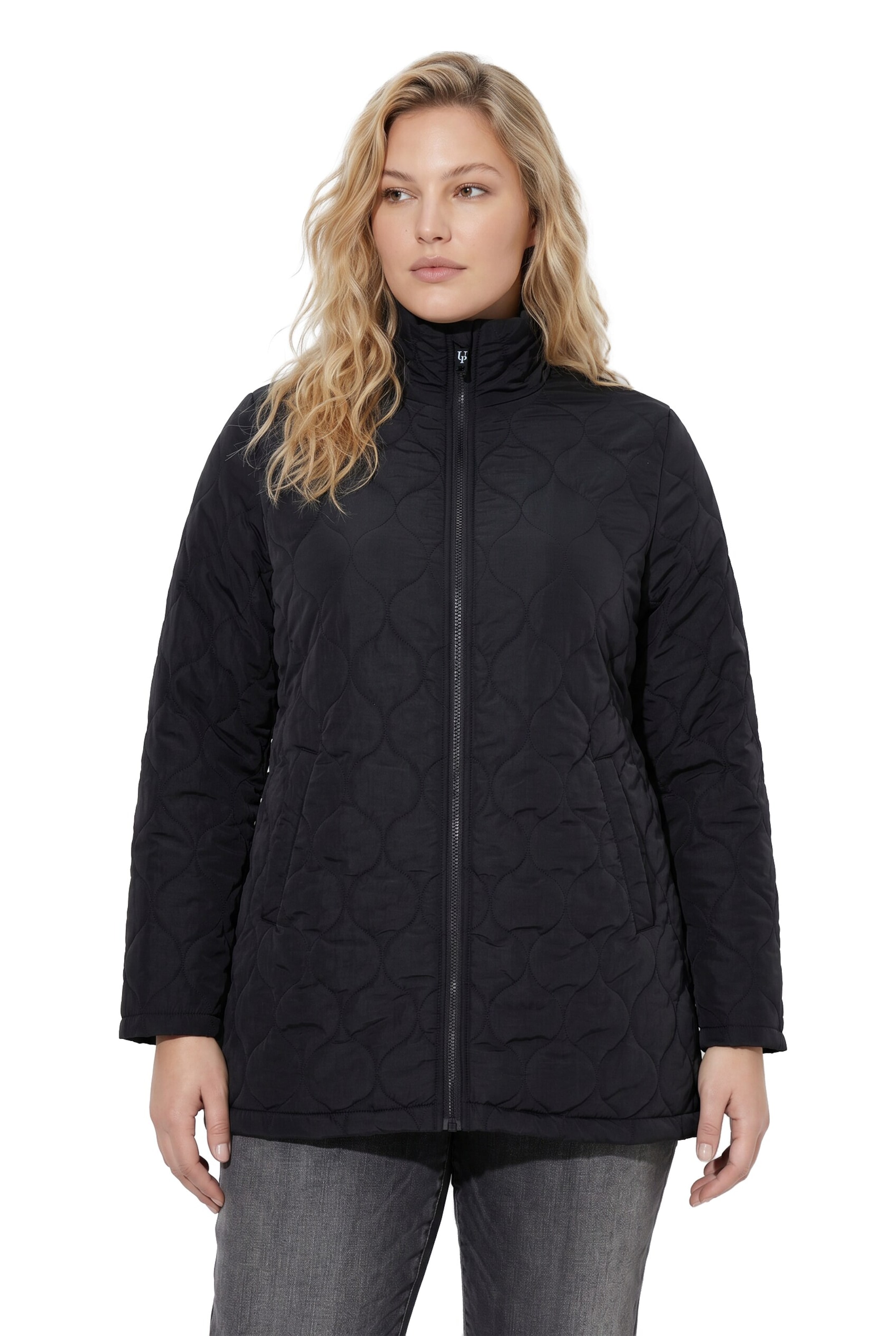 Ulla Popken Between-season jacket in Black: front