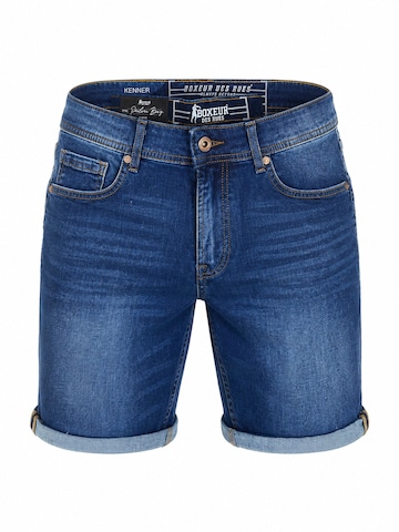 Boxeur des Rues Regular Jeans 'Men's Denim Shorts Boxeur des Rues Palm Bay, Slim Fit, Dark Blue, Gold Stitching' in Blue: front