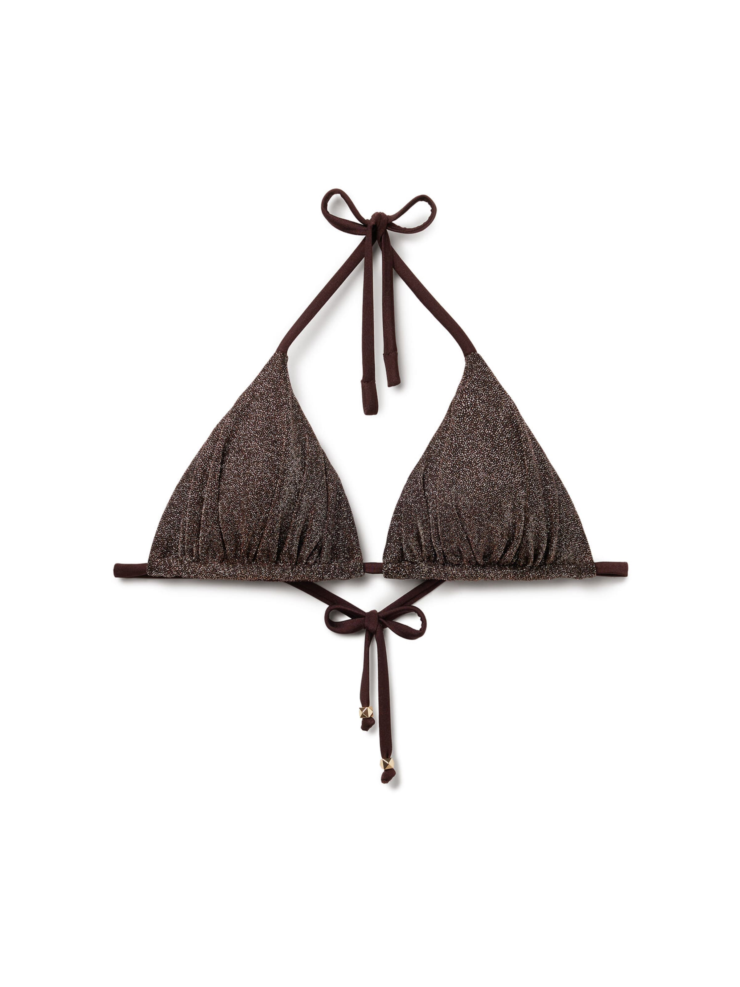 CALZEDONIA Triangle Bikini Top 'Brown Glitter' in Brown: front
