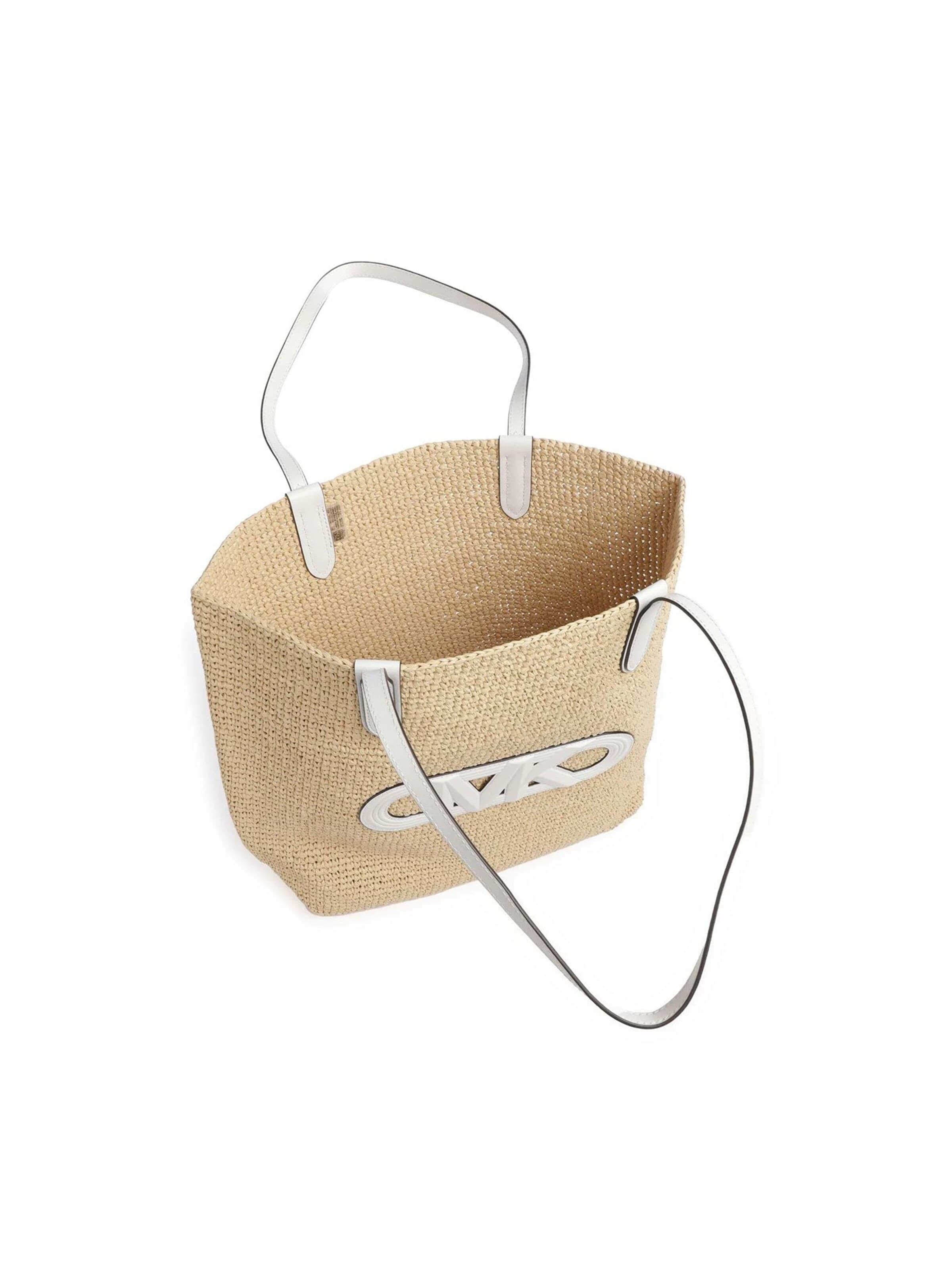 Michael Kors - Bolsa de playa 'Eliza Extra-Large Empire Logo Straw Tote Bag' en beige