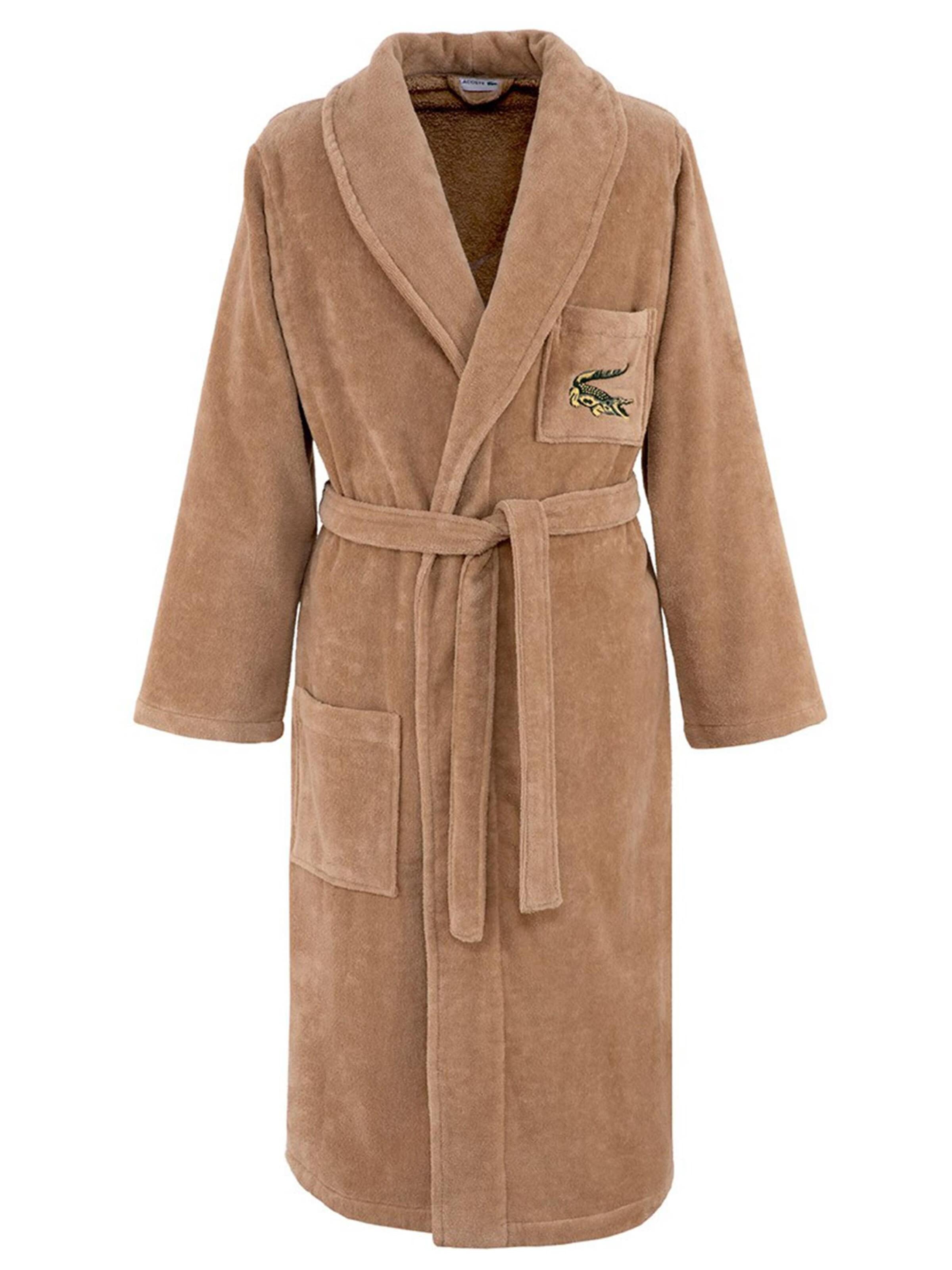 LACOSTE Long Bathrobe 'LRENE' in Brown: front