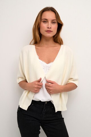 Cream Knit Cardigan 'Sillar' in Beige: front