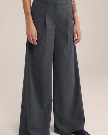 WE Fashion Wide Leg Bundfaltenhose in Grau