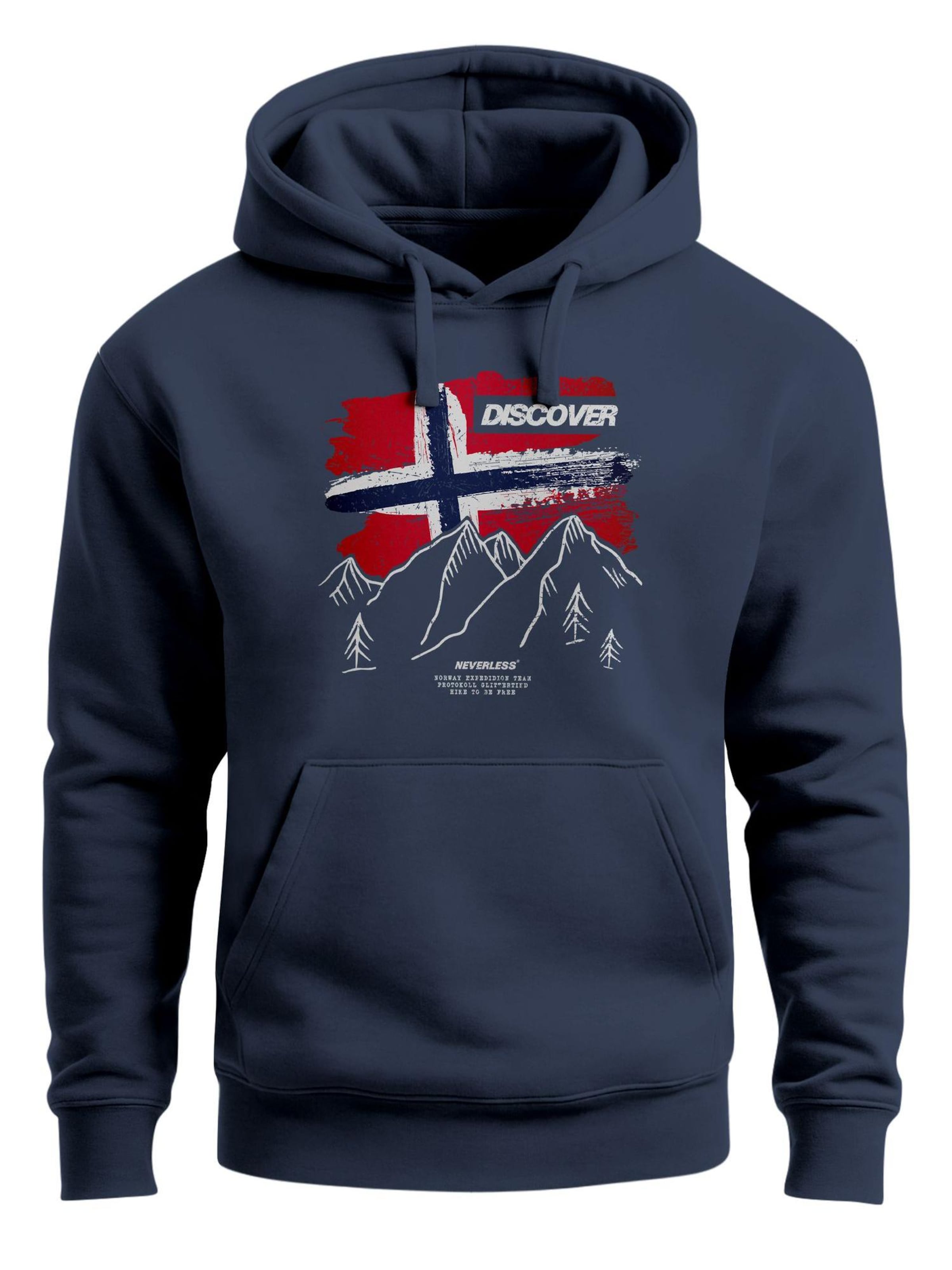 Neverless Sweatshirt 'Discover Norway' in Blue: front