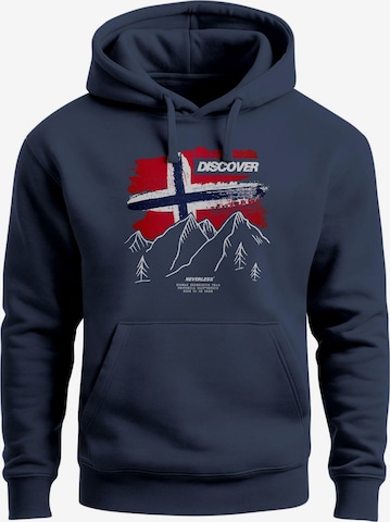 Neverless Sweatshirt 'Discover Norway' in Blau: Vorderseite