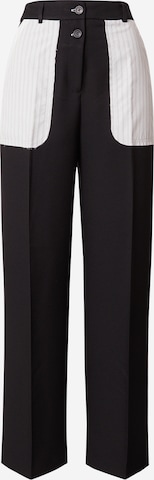 TOPSHOP Loose fit Trousers with creases in Black: front