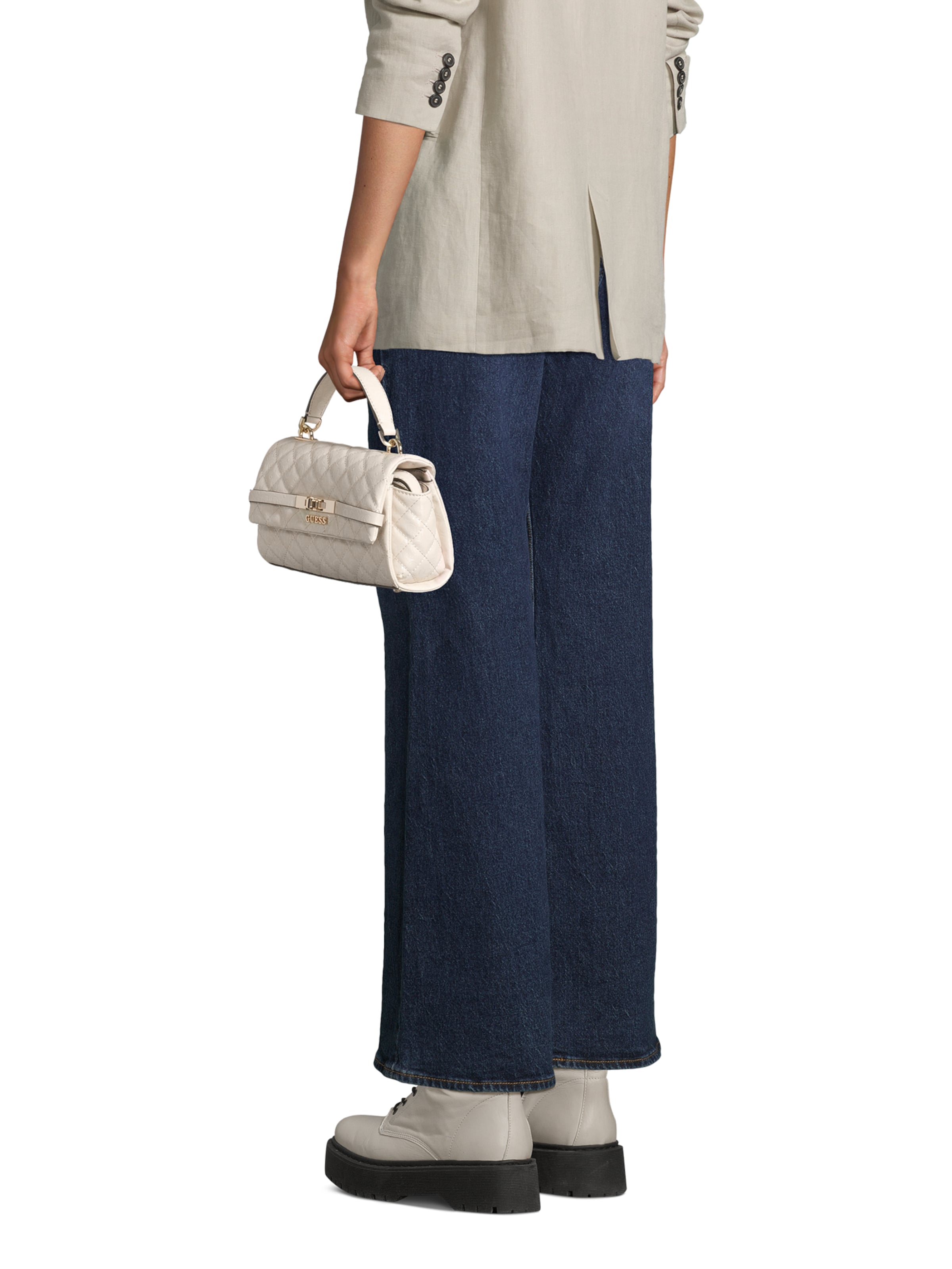 GUESS Handbag 'IDRA TOP HANDLE FLAP' in Grey: front