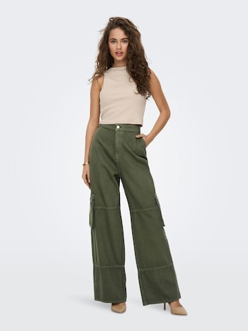 Wide Leg Pantalon cargo ONLY en vert