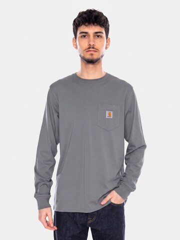 Carhartt WIP Bluser & t-shirts 'L/S Pocket T-Shirt Velvet Green' i grå: forside
