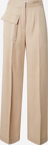 Calvin Klein - Pantalón de pinzas en beige: frente