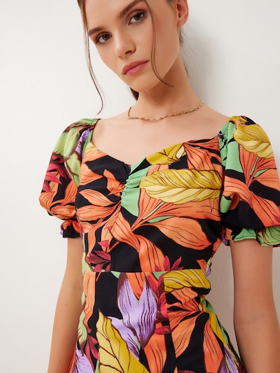 Happiness İstanbul Šaty - žltá / jablková / oranžová / čierna, Produkt