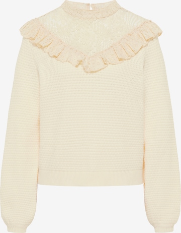 Pulover de la faina pe alb: față