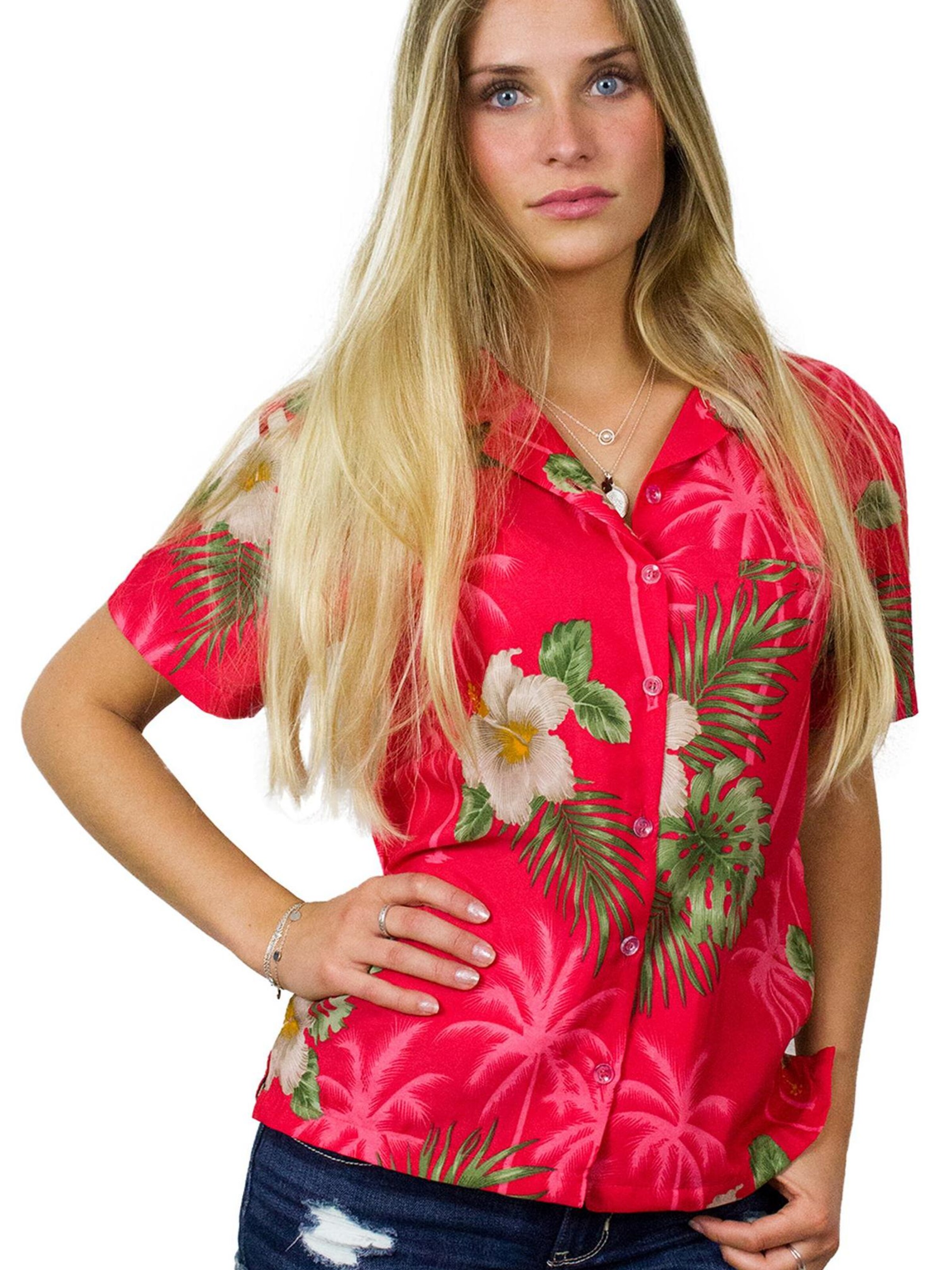 King Kameha Blouse 'Small Flower' in Pink: front