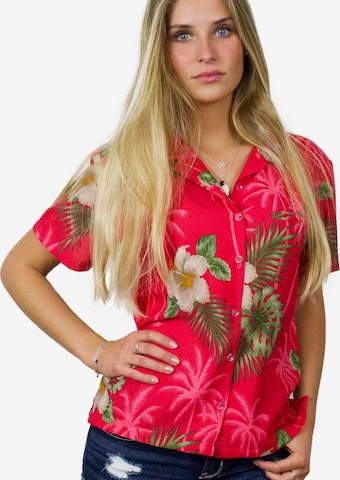 King Kameha Bluse 'Small Flower' in Pink: Vorderseite