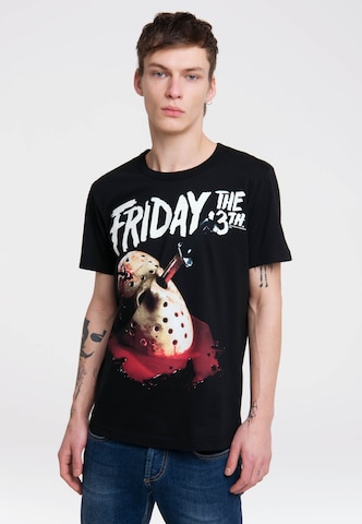 LOGOSHIRT Shirt 'Friday The 13th' in Black: front