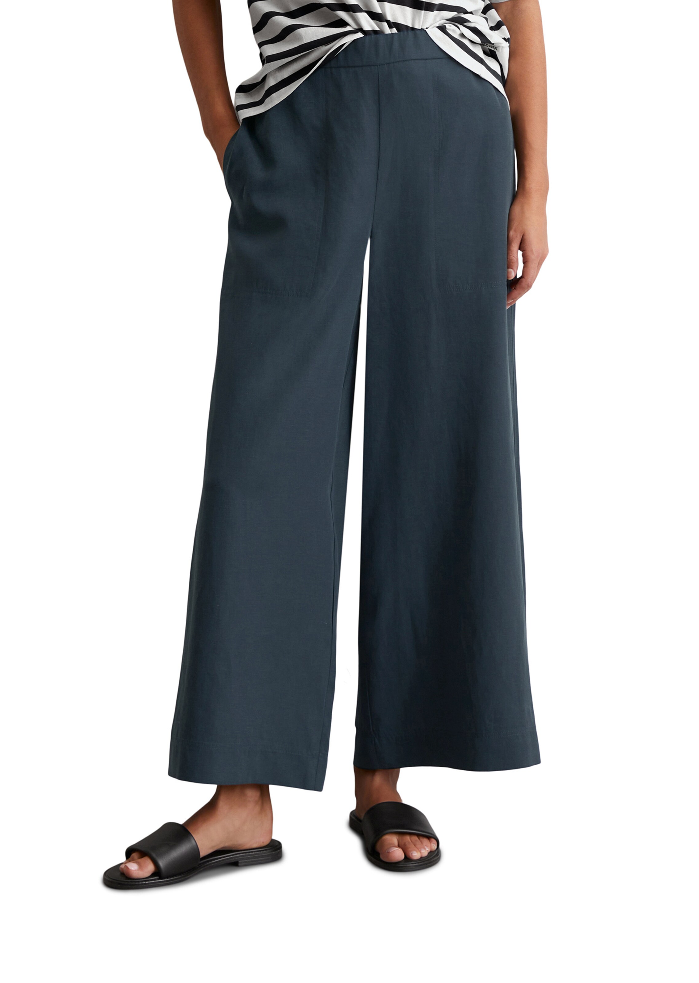Marc O'Polo Wide leg Broek in Blauw: voorkant