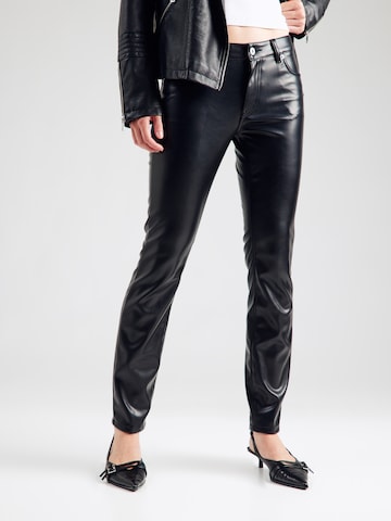 HUGO Slim fit Trousers 'Hilano-1_B' in Black: front