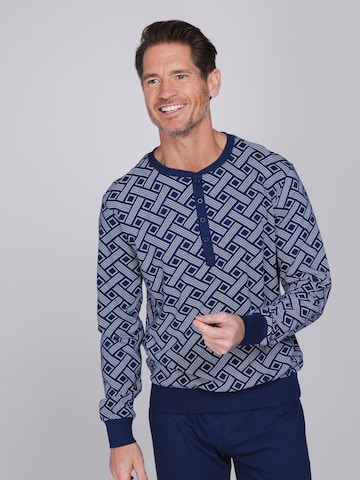 Pastunette Pyjama lang 'Blue Draft' in Blauw