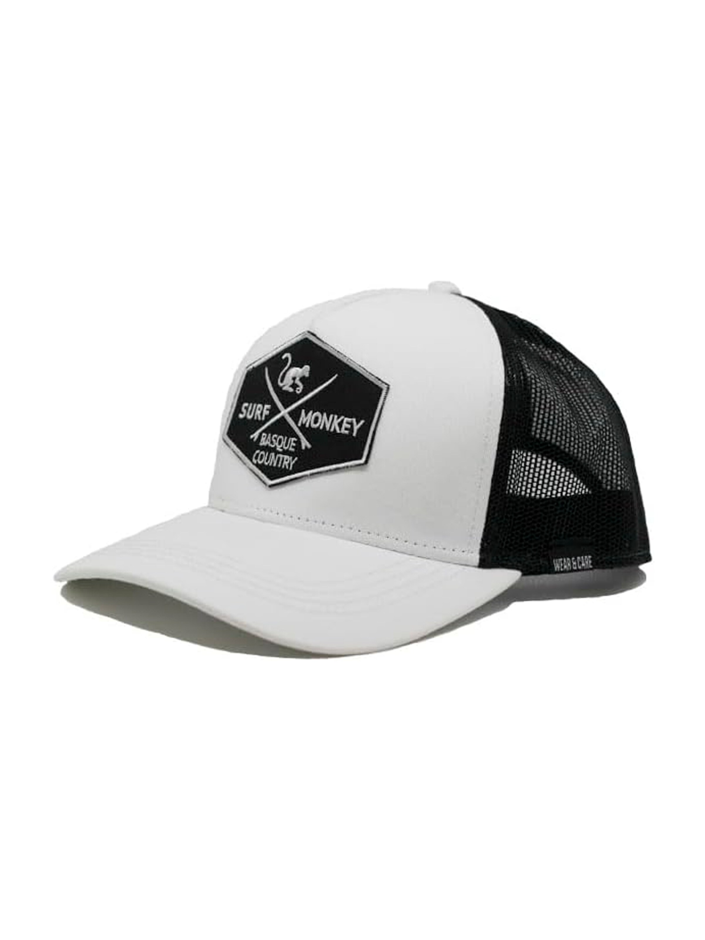 Surf Monkey Athletic Cap in White: front