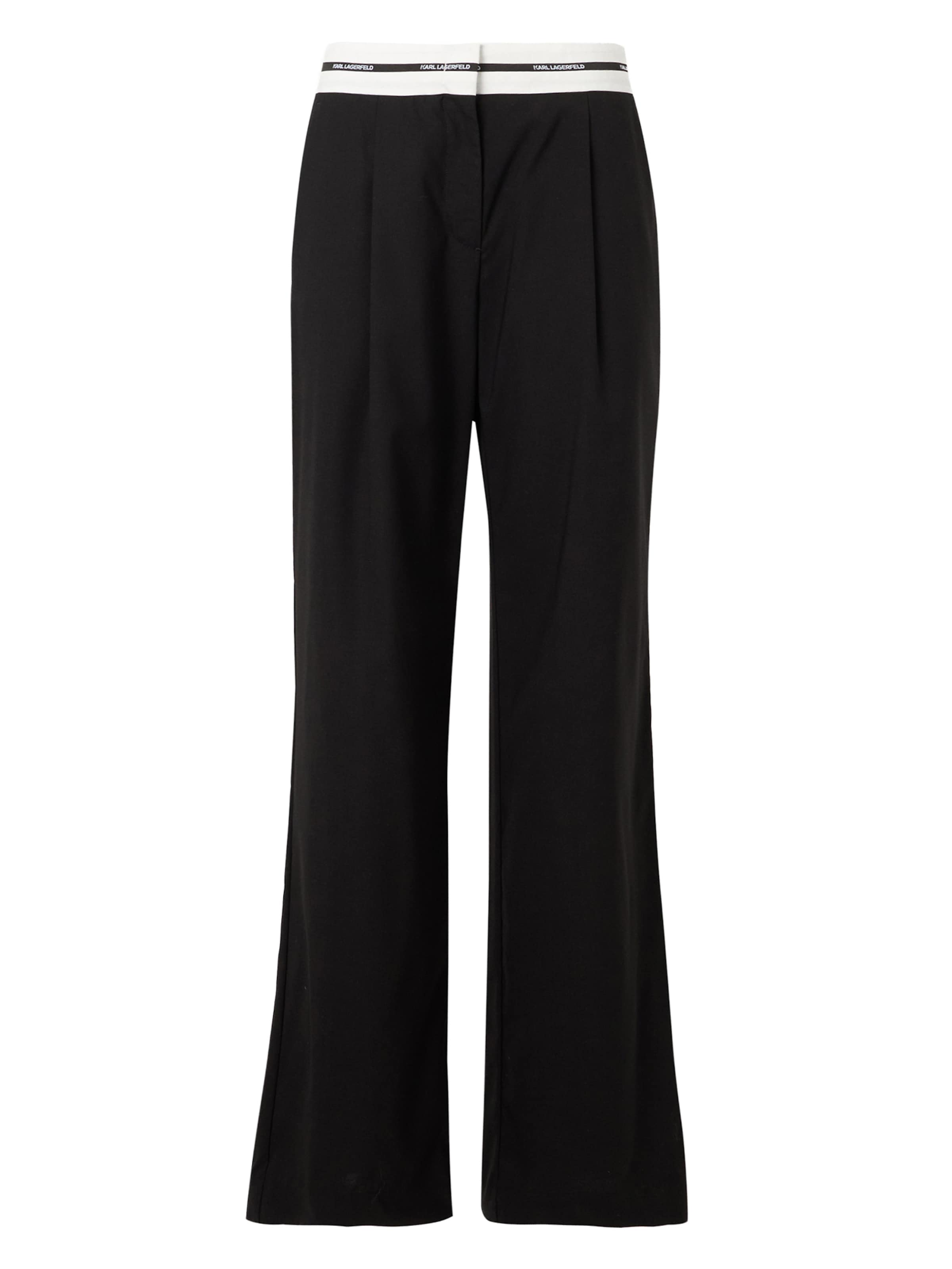 Karl Lagerfeld Wide leg Παντελόνι πλισέ 'ESSENTIAL' σε μαύρο: μπροστά