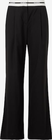 juoda Karl Lagerfeld Plačios klešnės Klostuotos kelnės 'ESSENTIAL': priekis