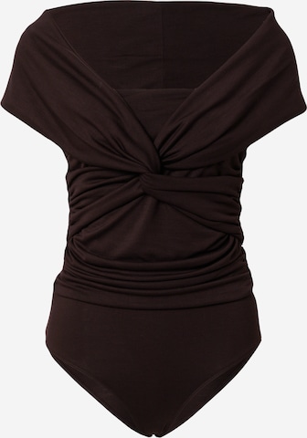 NU-IN Shirt Bodysuit in Brown: front