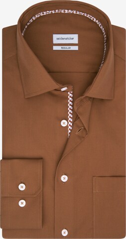 SEIDENSTICKER Regular fit Business Shirt in Brown