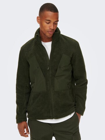 Only & Sons Fleece Jacket in Green