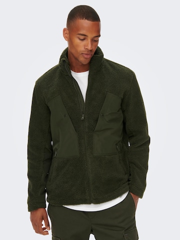 Only & Sons Fleece jas in Groen