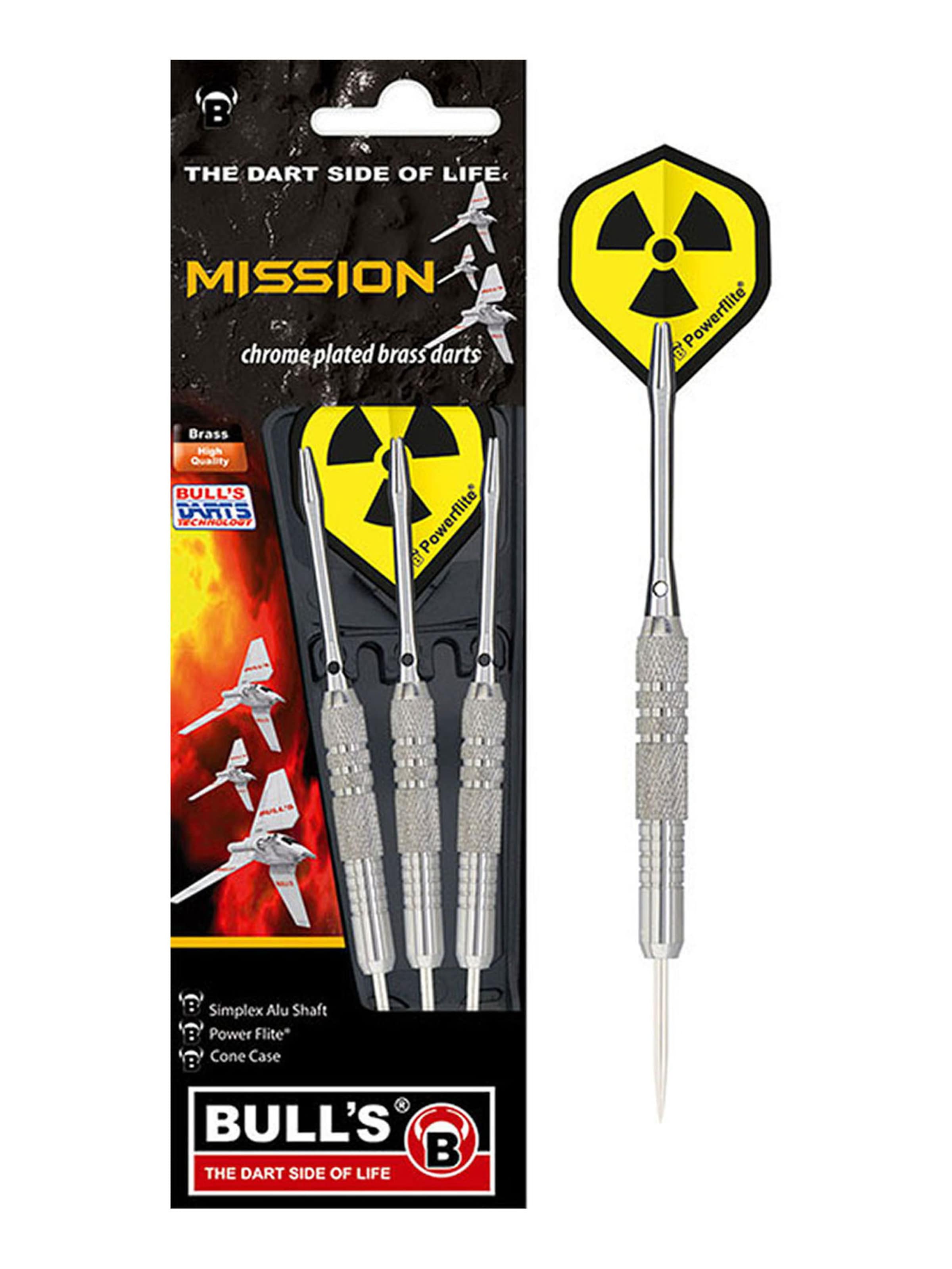BULL'S Steeldarts ' Mission Brass Dartpfeile Darts-Set Anfänger 23 Gramm' in Gelb: Vorderseite