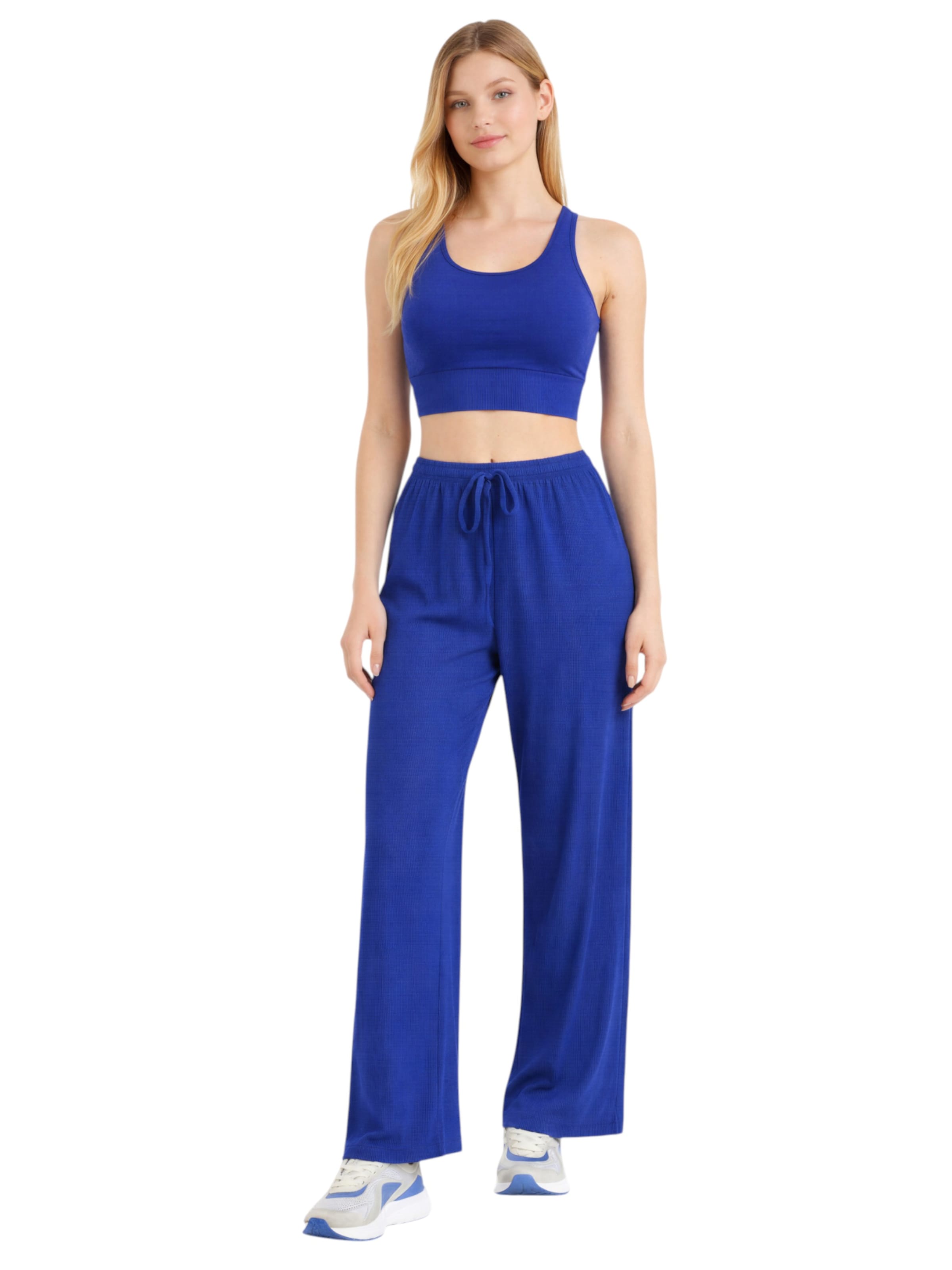 Wide Leg Pantalon 'FLORYN – Palazzohose Crinkle' fashionshowcase en bleu